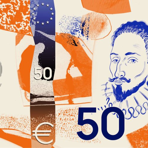 Cervantes, candidato a billete de 50 euros: el BCE decide el nuevo diseño del dinero europeo entre ríos y aves o figuras de la cultura