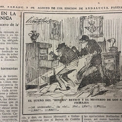 La viñeta de ABC de hace casi 70 años con vigencia actual: «El sueño del hincha bético y el misterio de los ansiados fichajes»