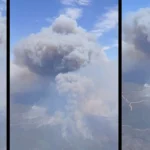 Espectaculares imágenes aéreas de los pirocúmulos que complican la extinción en el incendio de Niebla