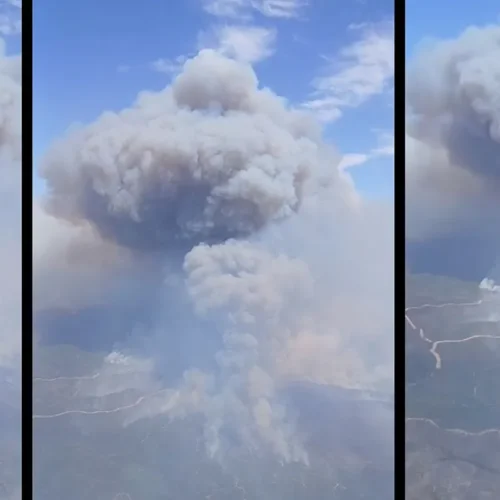 Espectaculares imágenes aéreas de los pirocúmulos que complican la extinción en el incendio de Niebla
