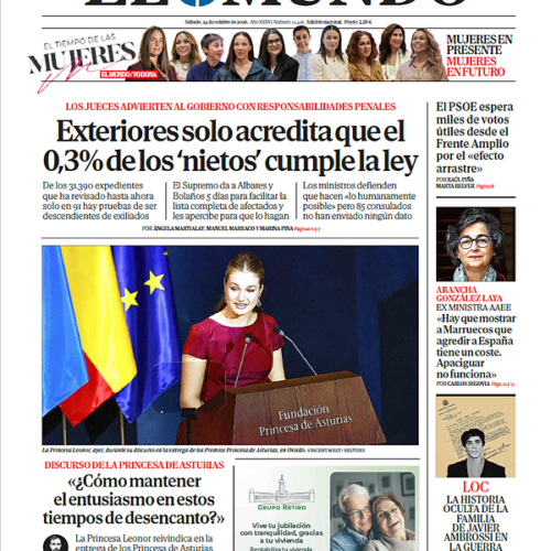 Portada de EL MUNDO del sábado 24 de octubre de 2026